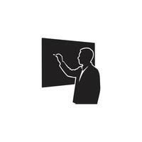 Man writing on chalkboard silhouette teacher at blackboard classroom education concept isolated on white background vector