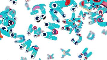 Colorful fluffy letters animate dynamically on a white background, creating a playful and energetic visual experience video