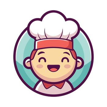 Cute smiling chef character logo for kitchen branding vector
