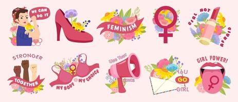 Feminist art celebrating empowerment and equality vector