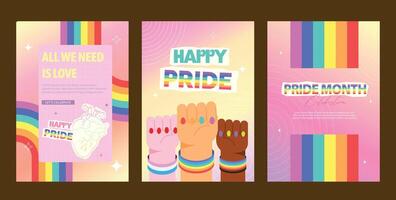 Set of colorful Pride illustrations celebrating love and acceptance, illustration vector
