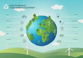 Tips for reducing carbon footprint vector