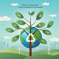 Reduce your carbon footprint with sustainable tips vector