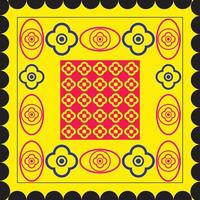 A yellow square with a blue and red background vector