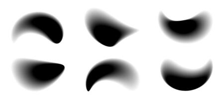 Various blurry black shapes on a white background give the impression of liquid forms or soft, diffused elements. The gradient effect adds depth. vector