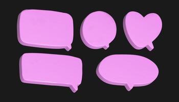 Playful 3D speech bubbles in various shapes and sizes feature a soft plastic texture. These vibrant elements create a fun, childlike atmosphere perfect for creative projects or designs. vector