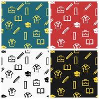 A seamless pattern design with an educational theme in a variety of colors. Suitable for use on t-shirts, bags, walls, paper, and more. vector