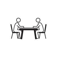 Two People Sitting at a Table Icon For Discussion vector