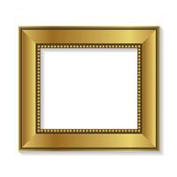 Modern Thick Golden Picture Frame with Shadow. Illustration Isolated on White Background vector