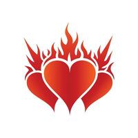 Fire Heart Love Flame, flaming hearts with vibrant color gradients, Tattoo T-Shirt Graphic Elements. vector