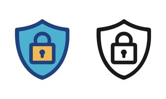 Secure Shield Icons, Protection and Privacy, a shield with a locked padlock, IT Network Communication Technology Icon. vector