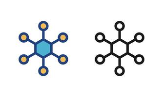 Star Network Topology, Molecular Structure Icons, IT Network Communication Technology Icon. vector
