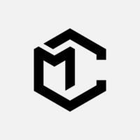 MC Hexagon Typography Logo Design vector