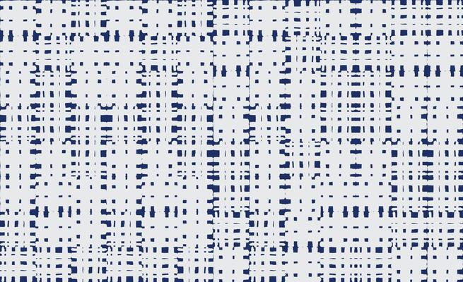 Hand drawn brush lines pattern with abstract white grid lines on a indigo blue background. A modern, textured design inspired by ikat and shibori, perfect for fabric and decor