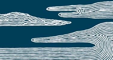 Hand drawn brush lines abstract landscape background, Japanese and ethnic wood carving texture graphic for textile, carpet, decoration vector