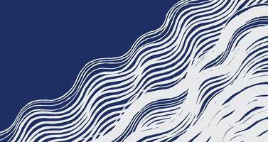 Abstract hand drawn wave background featuring organic flowing brush lines on a blue and white canvas. Natural imperfections add a calming, artistic feel vector