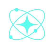 Y2K retro space icon shape. Abstract Cosmic futuristic element with star and atom shapes. Modern graphic design, bold aesthetic, suitable for decoration and trendy collections. vector