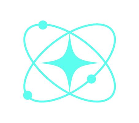 Y2K retro space icon shape. Abstract Cosmic futuristic element with star and atom shapes. Modern graphic design, bold aesthetic, suitable for decoration and trendy collections.