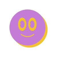 Brutalist abstract shape. Fun icon with a smile in modern flat style. Bright purple and yellow colors, graphic element with shadow, perfect for trendy decoration and playful design. vector