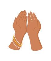 Female hand gesture icon. Flat character of a hand holding with a palm gesture. Visual style of flat illustration, concept human interaction, suitable for various graphic applications. vector