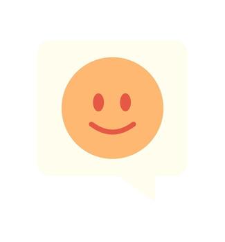 Flat emoji smile character symbolizes joy and fun. Cute smiley face signifies friendly communication and social interactions. Ideal for digital media applications, this simple icon conveys positivity vector