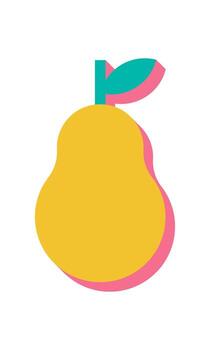 Bold abstract pear shape with shadow. Simple fruit icon in flat style. Modern design element, geometric form, potential for creative projects, playful decoration. vector