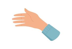 Hand gesture for payment. Human character holds an item. Payment concept, flat style, potential for finance or business vector