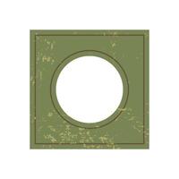 Bold abstract brutalist element. Modern shape with grunge texture. This graphic symbol features a circle and square in a unique pattern. Ideal for contemporary design and artistic projects. vector