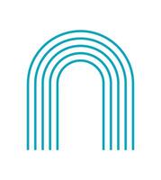 Bold minimalist arch sticker. Abstract shape in modern style. A simple figure with curves and lines, this icon embodies brutalism and y2k aesthetics. Perfect for trendy designs contemporary graphics. vector