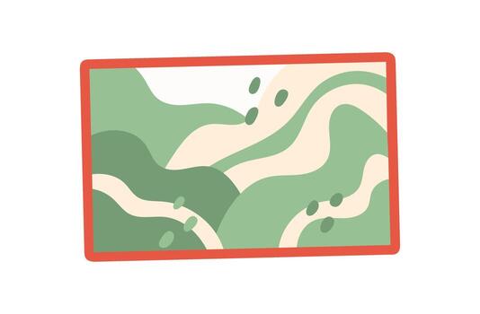 User interacts with a tablet featuring a drawing app. Character engages with the screen of the mobile device. The graphic application highlights social media capabilities, flat design, suitable for vector