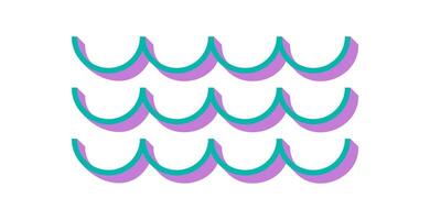 Bold abstract wave icon. Minimal form of a wave shape with shadows. Geometric element, contemporary brutalism, Y2K aesthetic, suitable for modern projects. vector