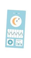 Digital sleep app on smartphone. User interacts with the phone application for sleep tracking. Touching the screen to access features supporting healthy Concept of modern technology in personal vector