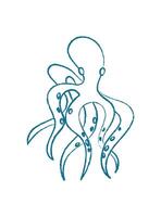 Chalk octopus silhouette. Crayon sea creature. Underwater marine life, doodle style, potential for use in educational materials and marine illustrations. vector