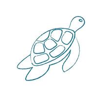 Marine turtle silhouette chalk. Underwater creature in ocean. Aquatic life, doodle style, potential for aquarium or educational use. Visual representation of turtle as a unique marine icon. vector