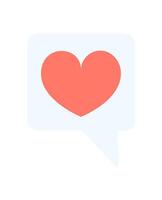 Heart sticker emoji chat message. Cute character signifying love and happiness. Bright visual style, flat design, ideal for social media, online platforms, and communication services. vector