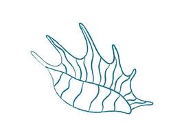 Chalk style seashell. Doodle representation of a marine creature. Aquatic life, ocean theme, flat texture, potential for summer designs. vector