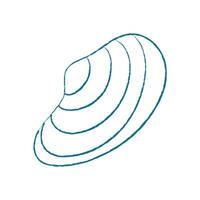 Chalk seashell icon. Crayon shell illustration. Marine aquatic creature, doodle style, perfect for summer themes and ocean projects. Great for use in educational materials and aquatic designs. vector