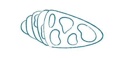 Chalk seashell doodle. Crayon seashell illustration. Aquatic marine life, ocean texture, coral pattern, playful visual style, potential for creative projects. vector