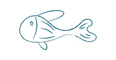 Aquatic fish silhouette doodle. Underwater creature doodle representation. Charming ocean life, flat graphic style, perfect for educational materials and posters. Chalk and crayon style vector