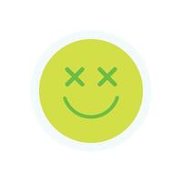 Y2K retro smile sticker. Cute emoji face with happy expression. Fun icon element, abstract design, trendy decoration. Ideal for nostalgic projects or streetwear collections. vector