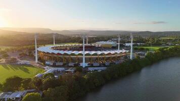Stadium by river at sunset in Carrara video