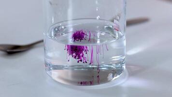 Color change in beaker during chemical experiment video