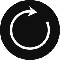White reload icon with arrow in a dark circular button vector