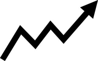 Isolated black trend chart with directional arrow vector