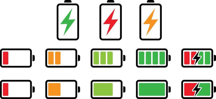 Collection of charging level UI APP icons full vector