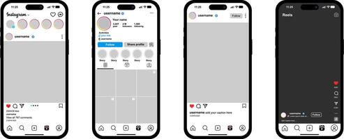 Realistic white Instagram feed mockup template vector