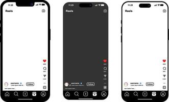 Instagram Reel mockup template illustration with iPhone 17 Pro Max and iPhone 14 vector