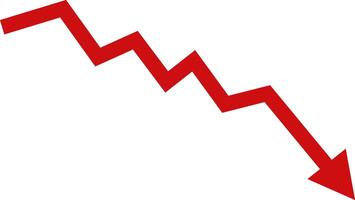 Economic recession red arrow graph indicating vector