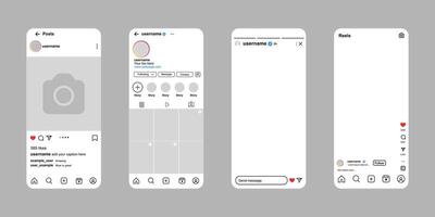 User interface mockup design for Instagram social networking app. White interface vector