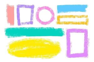 Colourful brush strokes and shapes. Paint brush hand drawn design elements. vector